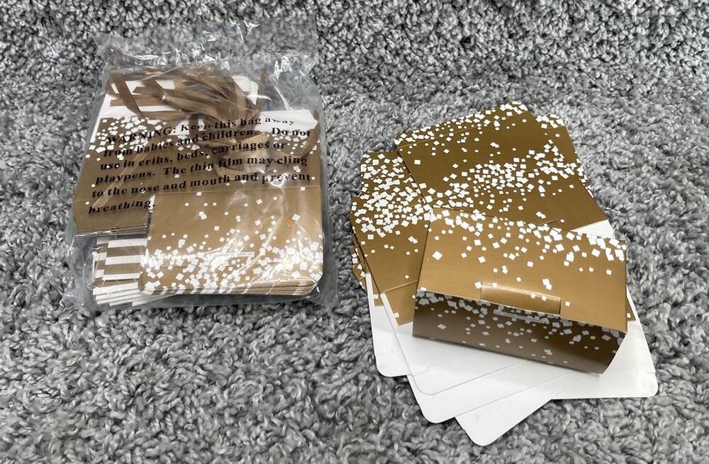 Party Gift Boxes Gold And White Small 4.5"x2.5"x2.5" Decor Party Essentials